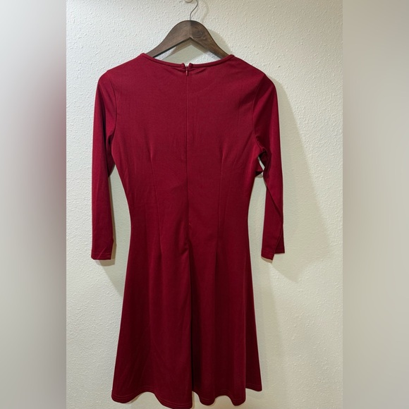 Elegant Burgundy Ruffle Dress - Picture 3 of 5